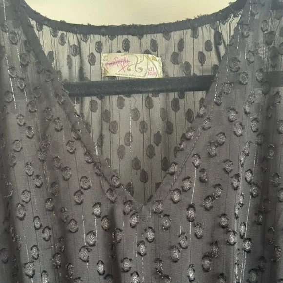 Free People Womens Kaftan Black Stevie Sheer Flutter Sleeve Kimono One Size - Picture 4 of 6